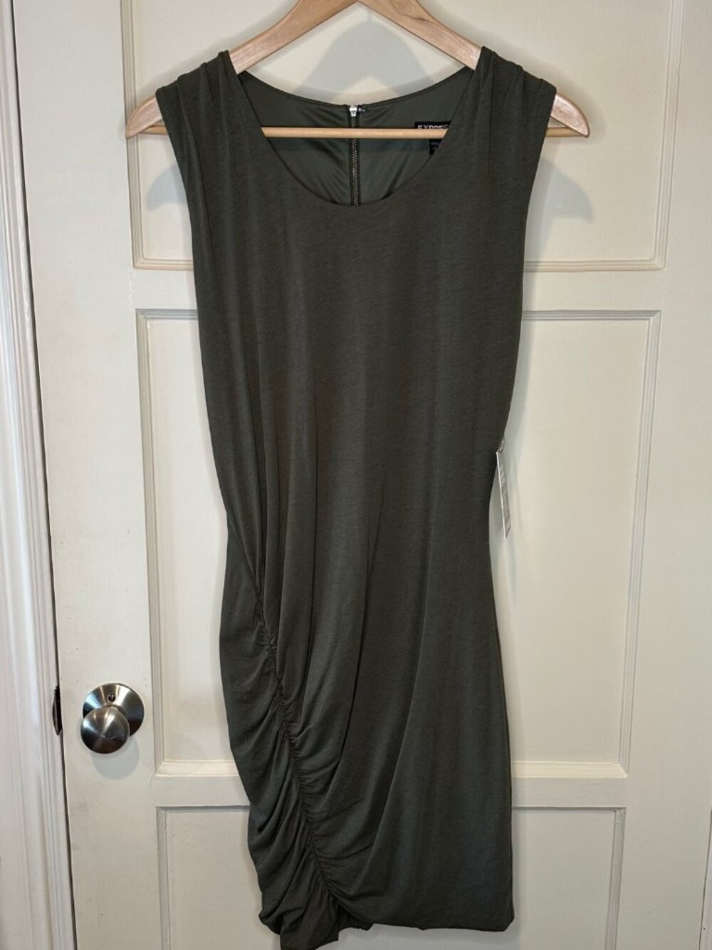 NWT Express Sleeveless Bodycon Mini Dress, Olive Green, Size Small